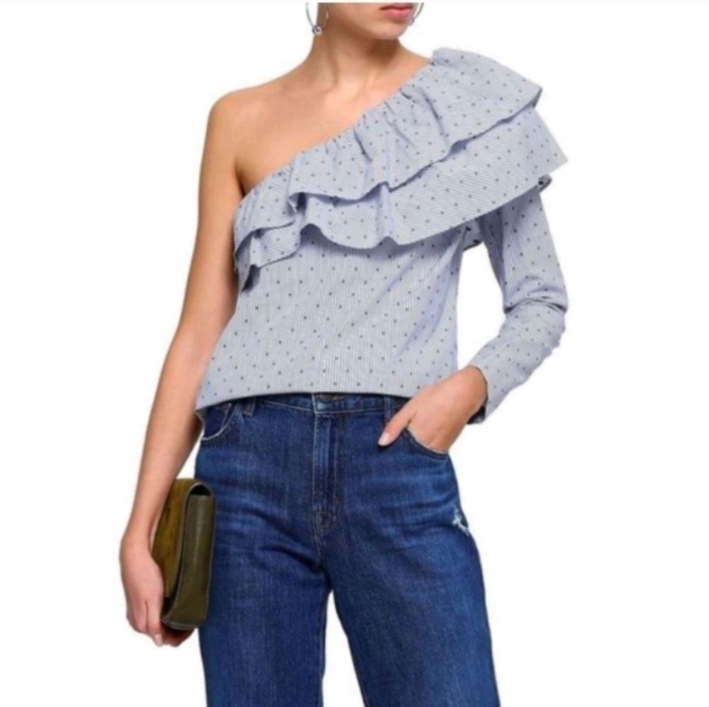 Maje Lelina ruffled one shoulder top spring 2018 sz 1/S